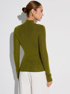 Mock Neck Wool-Blend Knit Top